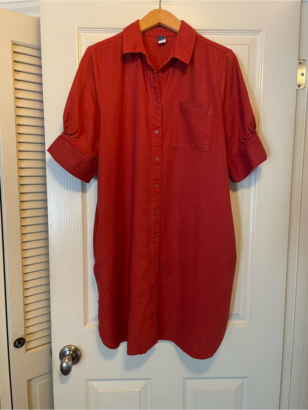 Old Navy Red Midi Shirt Dress